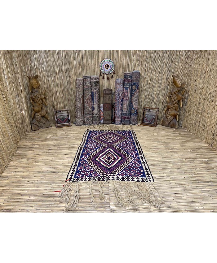 Handmade Turkish Hakkari Canbezer Nomadic Original  Wool on Wool Kilim – FREE SHIPPING..!